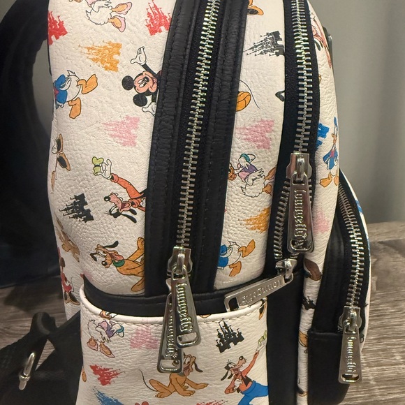 Loungefly Disney Parks White Backpack with Colorful Characters - Picture 6 of 7